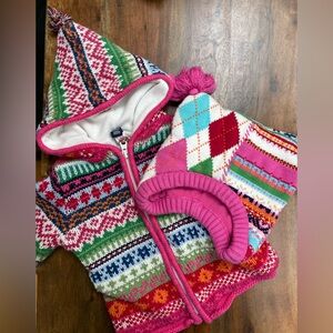 Vintage Gap Fair Isle Hoodie & Knit Hat Bundle Size 18-24m
